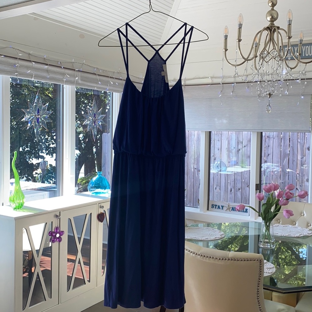 Fun criss-cross strap dress, stretchy knit